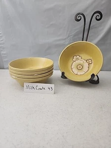 5 Vtg 70's Noritake Primastone Gaiety Yellow Floral Retro Soup/Cereal Bowls EUC - Picture 1 of 7