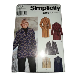 Simplicity Pattern 0658 Size BB M,L,XL Easy Sew Vest Jacket Trench - Picture 1 of 3