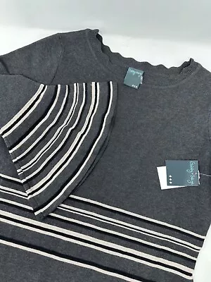 Vestido suéter feminino Gabby Skye grafite tamanho G manga 3/4 punho alargador malha NOVO Q7 - Imagem 1 de 4