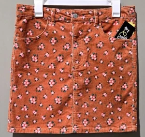 Art Class Girls Large Dusk Orange Floral Print Adjustable Waist Corduroy Skirt - Picture 1 of 4