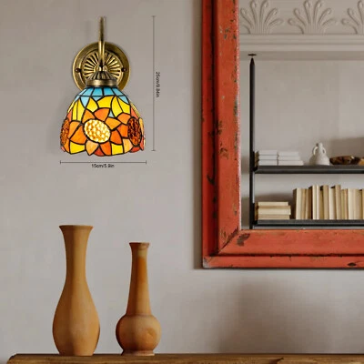 Lámpara de pared retro de vitral estilo Tiffany aplique de pared de baño accesorio de luz Foto 1 de 4