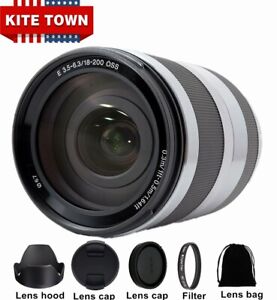 Sony SEL 18-200mm f/3.5-6.3 OSS Silver Zoom Lens for Sony A6000 NEX A7 Camera