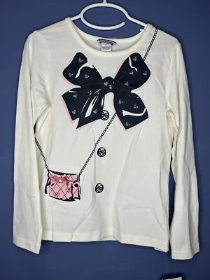 NUEVO CON ETIQUETAS Heartstrings Niñas Talla 7 Camisa Blanca Manga Larga con Acento Cartera Rosa Foto 1 de 4