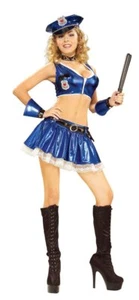 Hottie Police Officer Blue Cop Lady Fancy Dress Up Halloween Sexy Adult Costume - Picture 1 of 2