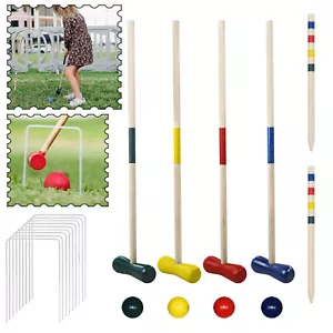 Krocket Croquet Kroquet Crockett Crocket Set Holz Spielzeug für 4 Spieler Garten - Bild 1 von 12