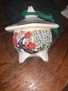JAPANESE CERAMIC CLAY HANGING PAGODA BELL 3"x 3" - Picture 1 of 3