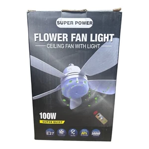 Flower Fan Light Ceiling Fan With Light 100W 16.5 Wide Remote Control - Picture 1 of 8