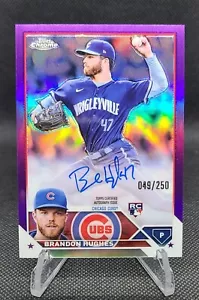 2023 Topps Chrome Brandon Hughes RC Auto Purple Refractor 049/250 RA-BHU - Cubs - Picture 1 of 2