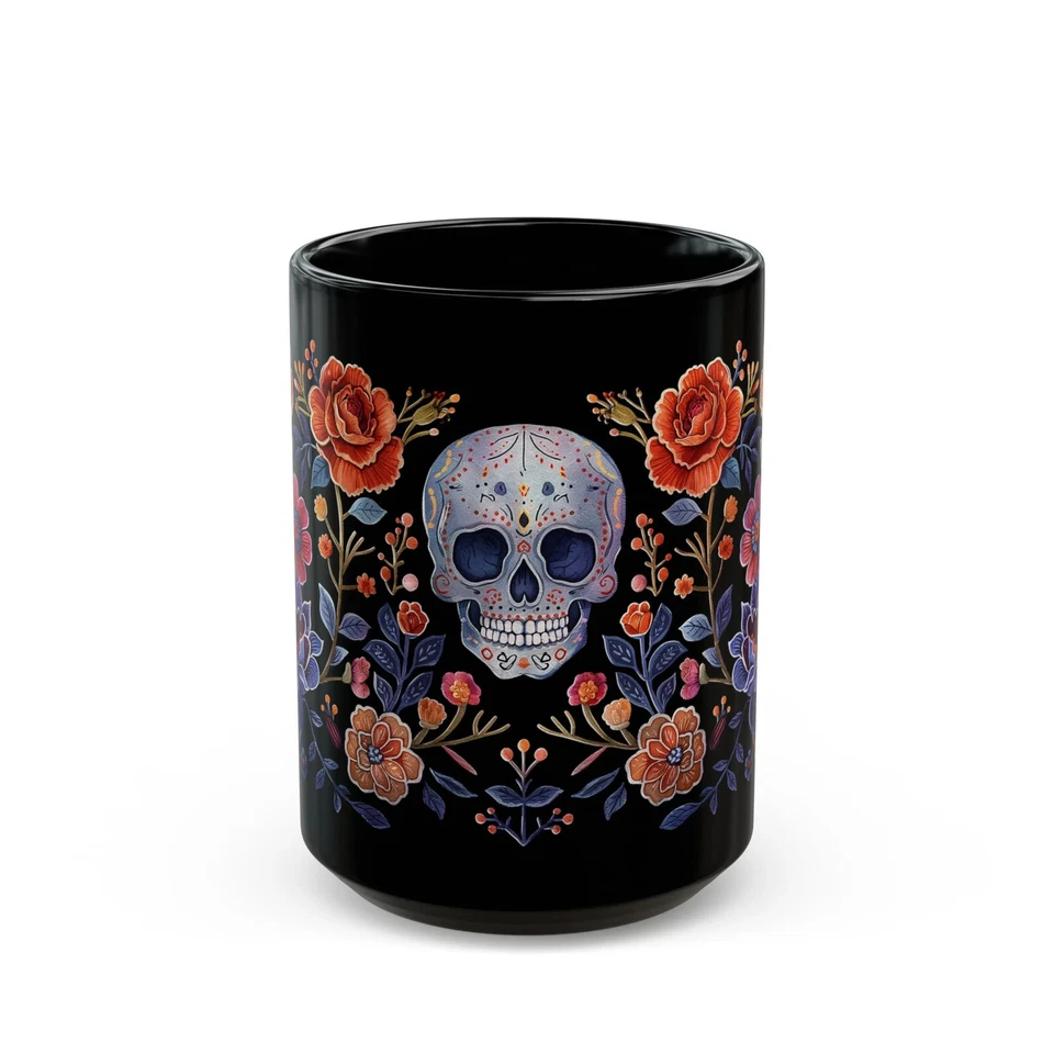 Taza de café El Día de los Muertos, 11 oz 15 oz, taza calavera mexicana del día de los muertos Foto 1 de 4