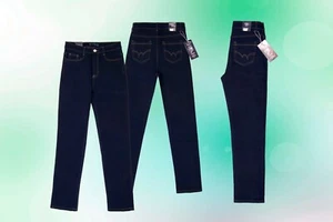 Damen Hose Jeanshose Gerades Bein Normalsitzend Blau Stretch -  40  42 - - Bild 1 von 5