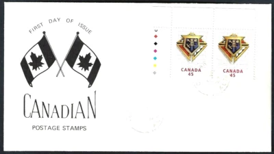 🍁Canada  #1656 Pair  "KNIGHTS OF COLUMBUS"  Brand New 1997 Special Event Cachet - Image 1 of 2