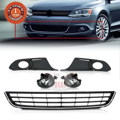 5PCS For VW Jetta 2011-2014 Front Bumper Lower Grille Fog lamps Light Covers Cap Foto 1 de 4