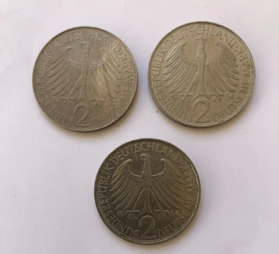 1964 D, F,  J   GERMANY - Federal Republic 2 Mark  / Max Planck / KM# 116 - Image 1 of 2