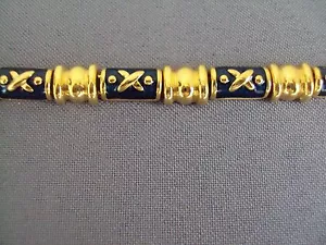 Joan Rivers Blue Enamel Gold Tone Bracelet - Picture 1 of 4