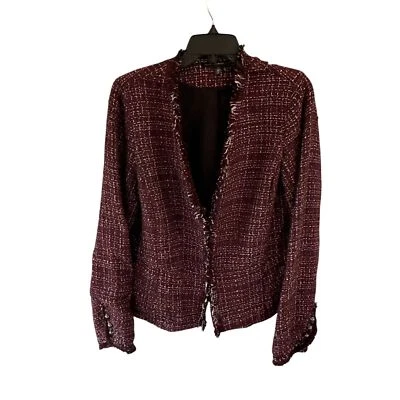 Chaqueta Blazer Casa Blanca Mercado Negro Tweed Flecos Granate Talla 14 Oficina de Negocios Foto 1 de 4