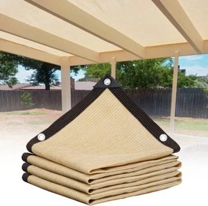 Beige 90% Rete Telo Ombra, 2X2M 3X4M 4X6M 5X5M 6X12M 7X8M 9X10M Panno Ombreggian - Foto 1 di 12