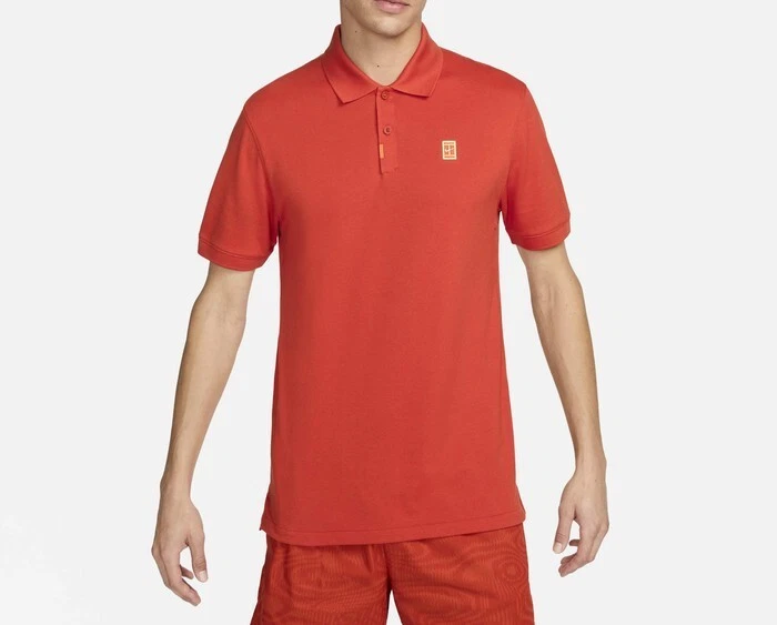 Nike Court Tennis Polo Orange DA4379-811 Men's Size Medium Slim Fit