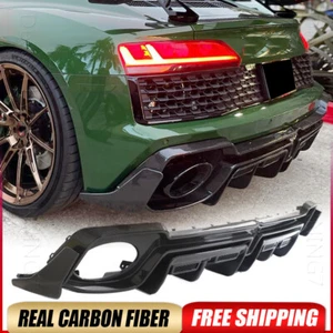 For Audi R8 Coupe 2020-2024 Dry Carbon Fiber Rear Bumper Diffuser Lip Splitters - Picture 1 of 16
