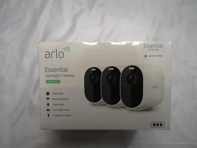 Arlo Essential Spotlight Indoor Outdoor 1080p HD Wireless Camera - Pack of 3 - Image 1 of 4