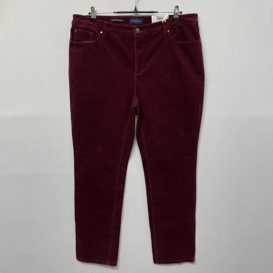 Pantalones rectos de pana Charter Club Lexington talla 16 borgoña M270-19 nuevos con etiquetas Foto 1 de 4