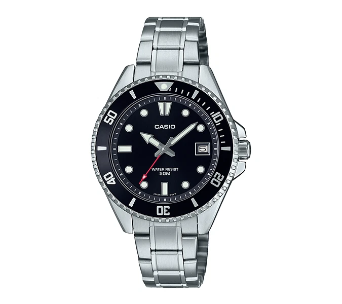 Casio MDV-10D-1A1 | Unisex Diver-Style Analog Watch | Stainless Steel Band | Dat