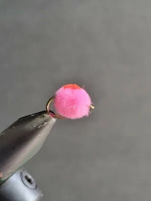 2 Flies, Size 14, PINK Colored GLO BUG Eggs Fly Fishing Flies