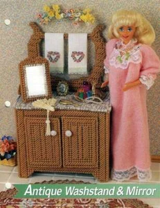 NUOVO ANNIES FASHION DOLL CLUB ANTICO LAVABO E SPECCHIO TELA PLASTICA - Foto 1 di 1