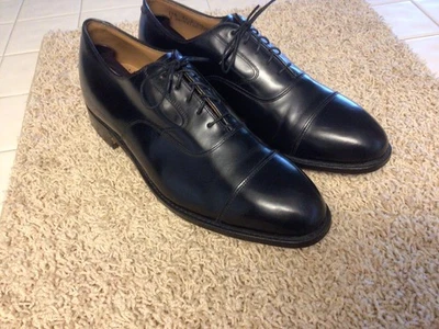 Mens Johnston And Murphy Black Cap Toe Leather Shoes 11.5 M US Retail $189 - Image 1 of 4