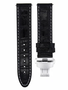 22MM LEATHER WATCH STRAP BAND FOR MONTBLANC 4810 TIMEWALKER AUTOMATIC BLACK WS - Picture 1 of 6