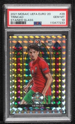 2021 Panini Mosaic UEFA Euro 2020 Stained Glass Francisco Trincao PSA 10 GEM MT - Image 1 of 2