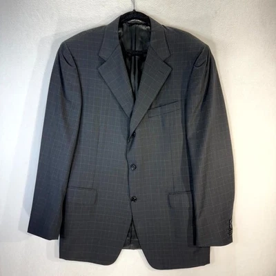 Canali Blue Label Made In Italy 100% Wool Black Checked Blazer Men's Size 56L - Image 1 of 4