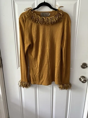 Suéter Papá Pombo Dorado con Flecos Hecho a Mano Talla XL Foto 1 de 4