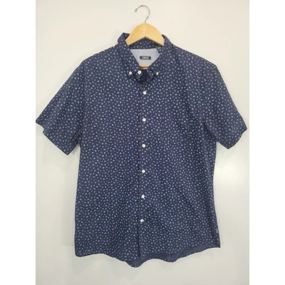 Camisa informal IZOD para hombre XL con botones manga corta azul marino patrón Foto 1 de 4