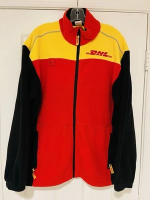 Jaqueta reflexiva masculina DHL de lã com zíper completo multicolorida color block tamanho médio - Imagem 1 de 4