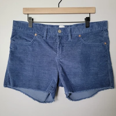 Gap Preppy Corduroy Shorts Womens Sz 12 Blue Stretchy 4" Inseam Raw Hem Coastal - Image 1 of 4