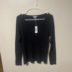 James Perse Damen Langarmshirt Rundhals Farbe Schwarz 1 - Bild 1 von 4