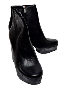 STEVE MADDEN Womens Lovely Gratify Black Leather Ankle Boots EU 41 UK 8 - Picture 1 of 6