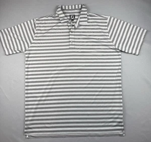 FootJoy polo shirt men's 2XL athletic fit gray white stripe performance golf - Picture 1 of 10
