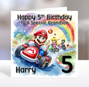 SUPER MARIO Personalised Birthday Card - Mario Luigi Birthday Card - Yoshi Card - Picture 1 of 2