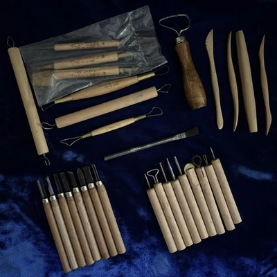 New & Used 30 Clay Pottery Ceramic Imprinting Sculpting Shaping Tools OBO - Image 1 of 4