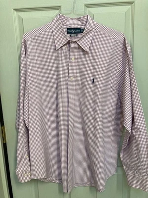 Camisa de vestir Polo Ralph Lauren para hombre rosa/negro/blanco calce clásico 17,5 34/35 Foto 1 de 4