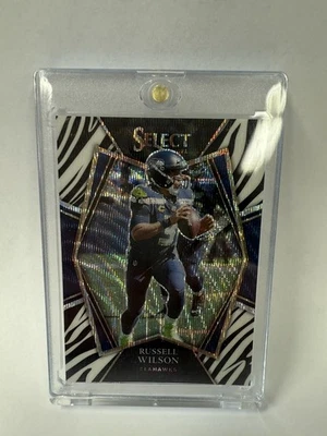 2021 Panini Select Premier Level Zebra Prizm Russell Wilson Seahawks!! - Image 1 of 2