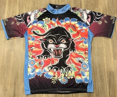 Paladin Floral Panther Tattoo Cycling Jersey Mens Sz 2XL Full Zip Hippie EUC - Image 1 of 4