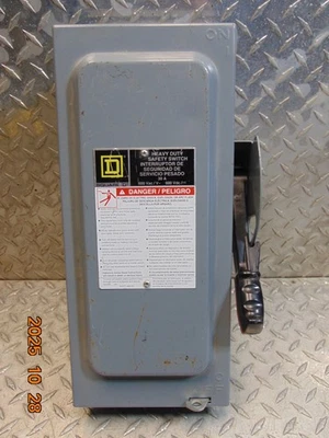 SQUARE D H361 SER F05 30A 30 AMP NON-FUSIBLE SAFETY DISCONNECT SWITCH - Image 1 of 3