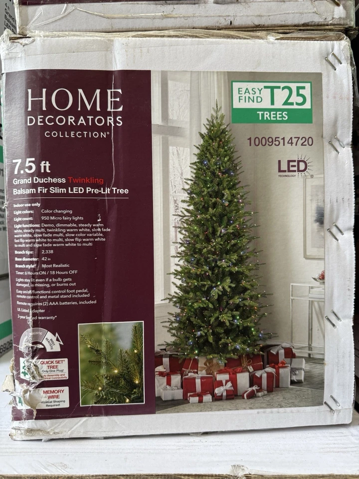 7.5 ft. Pre-Lit Slim Grand Duchess Twinkling Balsam Fir Christmas Tree T25 - Image 1 of 1