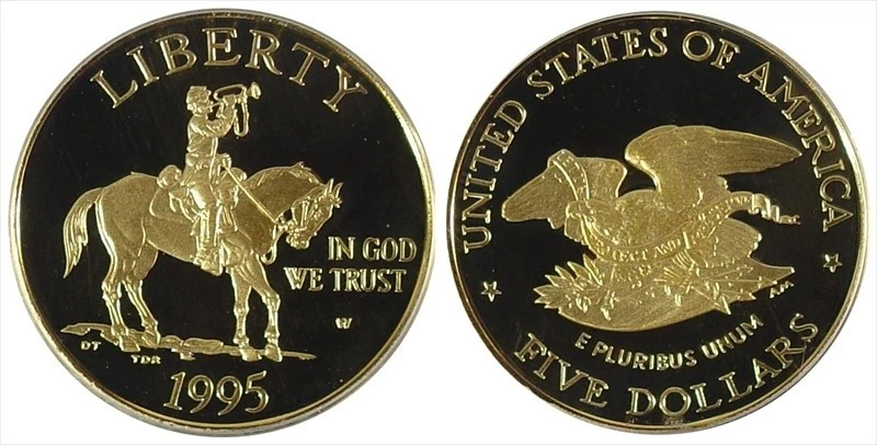 1995 $5 Commemorative Gold Proof (Civil War) - .2418 oz. AGW - Image 1 of 1