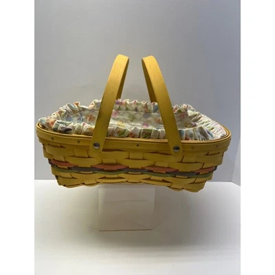 VTG 2005 Longaberger Easter Egg Woven Basket Ruffled Fabric Liner Sunwashed - Image 1 of 4