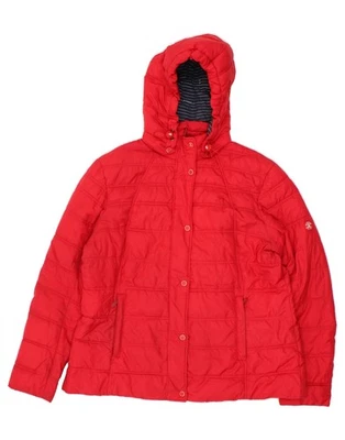BARBOUR Womens Hooded Padded Jacket UK 18 XL  Red Polyester BJ07 - Image 1 of 3