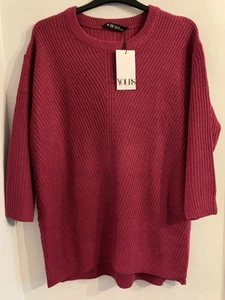 BNWT By Yours Warm Chunky Ribbed Knit Long Jumper Size 18-20 Pink 100% Acrylic - Picture 1 of 9