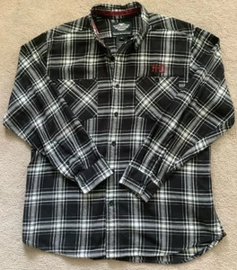 Harley Davidson Flannel Shirt Men’s XL Black Plaid Embroidered HD Extra Large - Picture 1 of 12